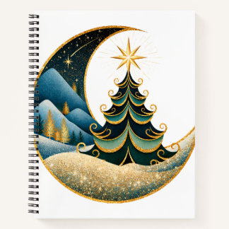 Crescent Moon Goud Winter Kerst Wonderland Notitieboek