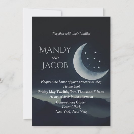 Crescent moon huwelijksuitnodiging kaart (Voorkant)