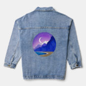 Crescent Moon, Lake en Mountains in Violet & Blue Denim Jacket (Achterkant)