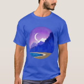 Crescent Moon, Lake en Mountains in Violet & Blue T-shirt (Voorkant)