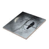 Crescent Moon Lit Crow Tegeltje (Zijkant)