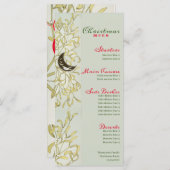Crescent Moon Mistletoe Feestelijk Kerstdiner Menu (Voorkant / Achterkant)
