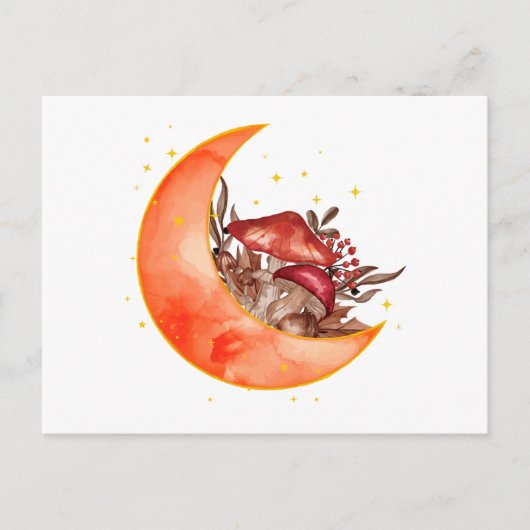 Crescent Moon Mushroom Cottcore Fungi Mycologie Briefkaart (Voorkant)