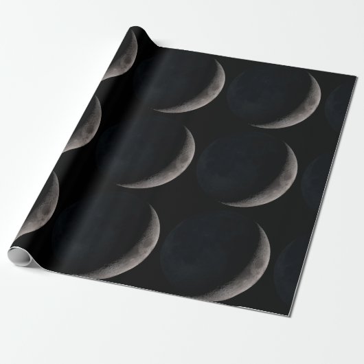 Crescent moon NASA black gift wikkelpapier Cadeaupapier (Uitgerold)