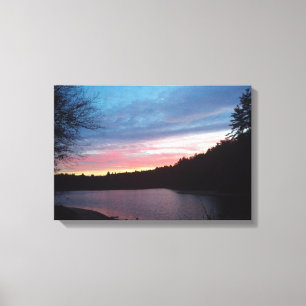 Crescent Moon over Walden Pond Canvas Afdruk