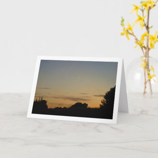 Crescent Moon Silhouet Landschap Kaart (Gele Bloem)