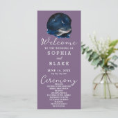 Crescent Moon Starlit Sky Purple Wedding Programme (Debout devant)