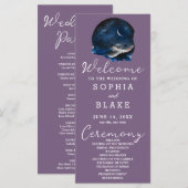 Crescent Moon Starlit Sky Purple Wedding Programme (Devant / Derrière)