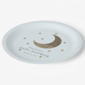 Crescent Moon & Stars Blue Baby shower papier Bord (Gekanteld)