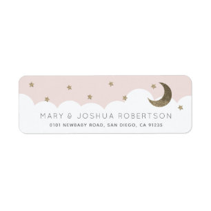 Crescent Moon & Stars Blush Pink Label