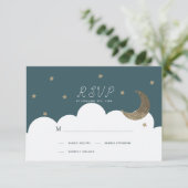 Crescent Moon & Stars Marine Baptême bleu RSVP (Debout devant)