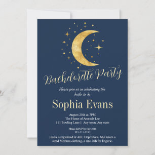 Crescent Moon Sterrennacht Navy Bachelorette Party Kaart