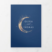 Crescent Moon Sun Halo hemelse bruiloft foto Drieluik Uitnodiging (Cover)