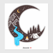 Crescent Moon Tent Camping Campfire Sticker (Vel)