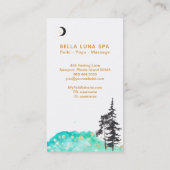 *~* Crescent Moon Trees Gold Stars Glitter Mint Visitekaartje (Achterkant)