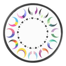 Crescent Pride Moons & Black Hearts Hockey Puck