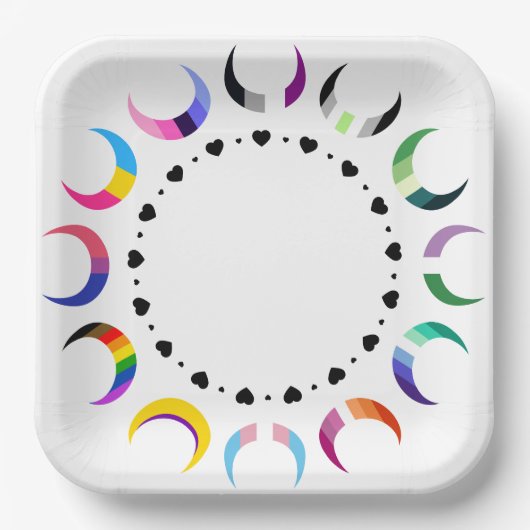 Crescent Pride Moons & Black Hearts Papieren Bordje (Voorkant)