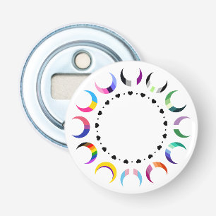Crescent Pride Moons & Heart Ring Button Flesopener