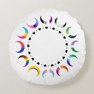 Crescent Pride Moons & Heart Ring Rond Kussen