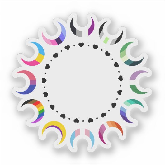 Crescent Pride Moons & Heart Ring Sticker (Voorkant)
