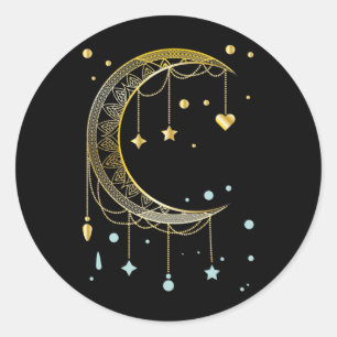 Crescent Sun Spirituality Moon Kawaii Ronde Sticker