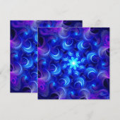 Crescentie maan blauwe fractals bedankkaart (Voorkant / Achterkant)