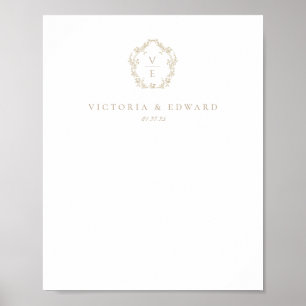 Crest Beige Monogram Weddenschap Poster