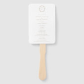  Crest Beige Monogram Weddenschap Programma Handwaaier (Voorkant)