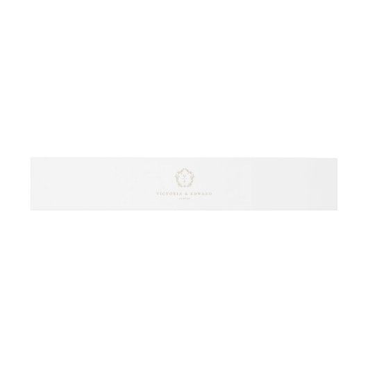 Crest Beige Monogram Weddenschap Uitnodigingen Wikkel (Vlak)