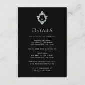 Crest Black Wedding Details  Monogram Informatiekaartje (Voorkant)