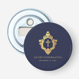 Crest Boy bevestiging gunsten Navy Blue Faux Gold Button Flesopener