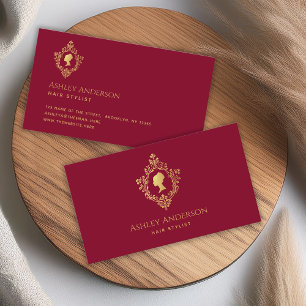 Crest Burgundy Goud Elegante Vintage Victoriaanse Visitekaartje