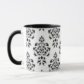 Crest Damask herhaalt patroon - zwart op wit Mok (Links)