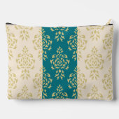 Crest Damask Pattern – Goud op Blauwgroen & Crème Etui (Achterkant)
