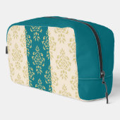 Crest Damask Pattern – Goud op Blauwgroen & Crème Toilettasje (Rechterhoek)