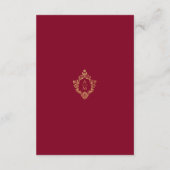 Crest Details Bourgondische bruiloft Monogram Faux Informatiekaartje (Achterkant)