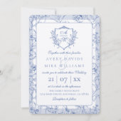 Crest Dusty Blue Rozen Bruiloft Kaart (Voorkant)