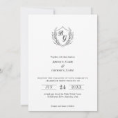  Crest elegante monogram foto bruiloft Kaart (Achterkant)