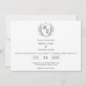  Crest elegante zwart-wit foto bruiloft Kaart (Achterkant)