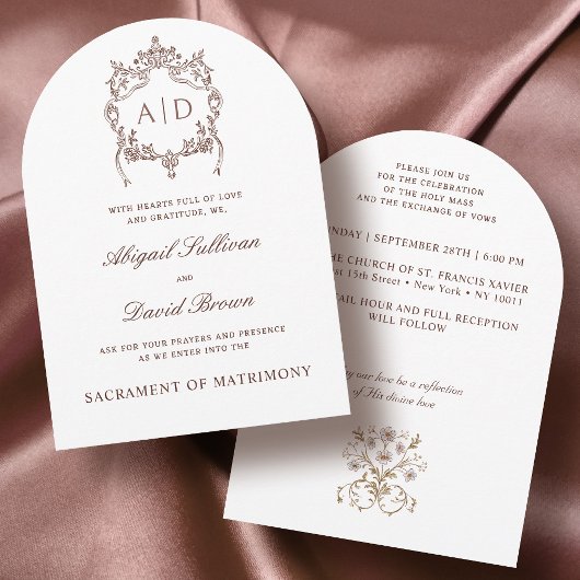  Crest Katholieke bruiloft Kaart