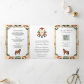  crest koninklijk paard indiase hindoe bruiloft drieluik uitnodiging (Binnen)