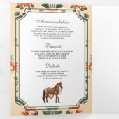  crest koninklijk paard indiase hindoe bruiloft drieluik uitnodiging (Binnenzijde eerst)