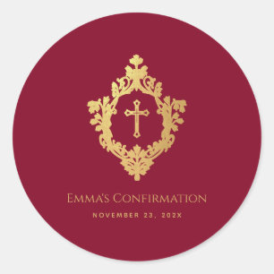 Crest Meisje Bevestiging Bordeauxrood Nepgoud Vint Ronde Sticker