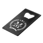 crest met aangepaste naam monogram kredietkaart flessenopener (Voorkant Gekanteld)