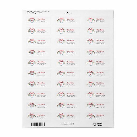 Crest met citrus & Bow Monogram Holiday Label (Full Sheet)