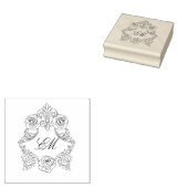 Crest Monogram Barok Botanische Bruiloft Logo Rubberstempel (Gestempeld)