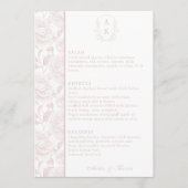 Crest Monogram Blush Pink Wedding Menu Kaart (Voorkant)