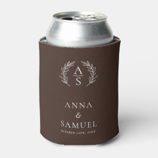 Crest Monogram Chocolade Bruin en Witte Huwelijk Blikjeskoeler