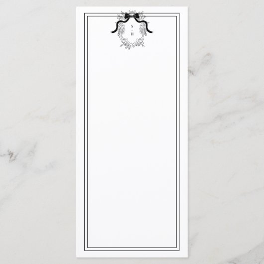 Crest Monogram Frans Bow Laten we Witte Huwelijk E Menu (Achterkant)