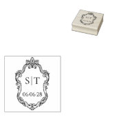 Crest Monogram French Vintage Wedding Rubberstempel (Gestempeld)